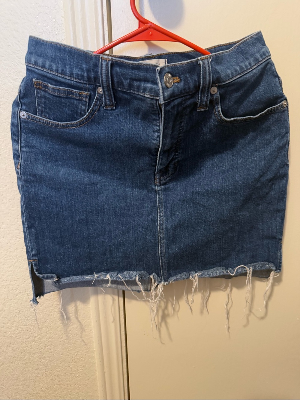 Madewell Denim Frayed Hem Mini Skirt - Blue